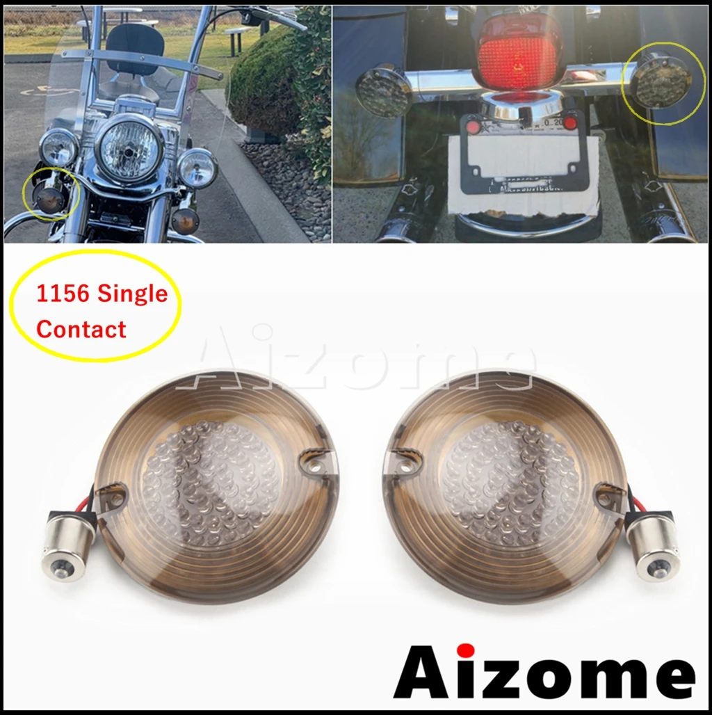 3 1/4 Inch Flat Motorcycle Led Turn Signal Light Inserts 1156 Bullet