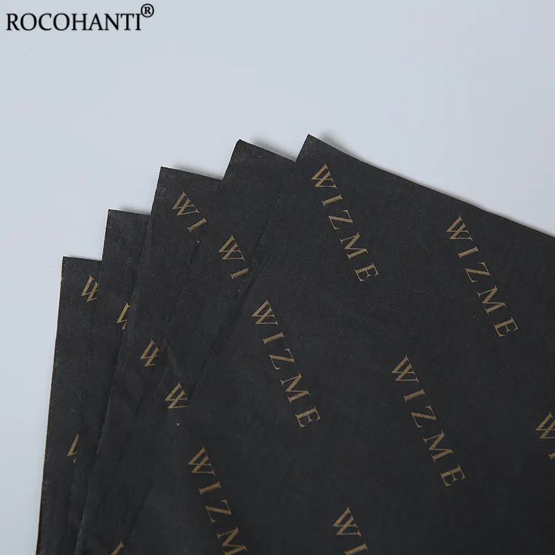 Grandes feuilles de papier de soie noir personnalisées 1000x, papier  d'emballage avec Logo imprimé pour vêtements, chaussures, emballage de  marque - AliExpress