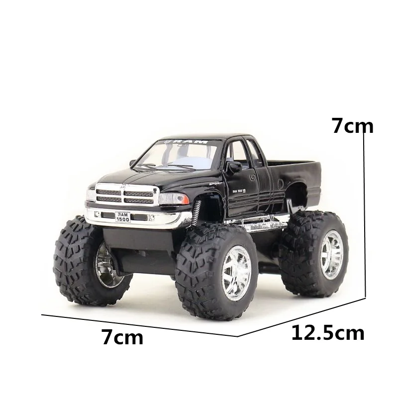 

KINGSMART 1/44 Scale Car Model Toys Dodge Big Wheeler Pickup Diecast Metal Pull Back Car Model Toy For Kids,Collection,Gift