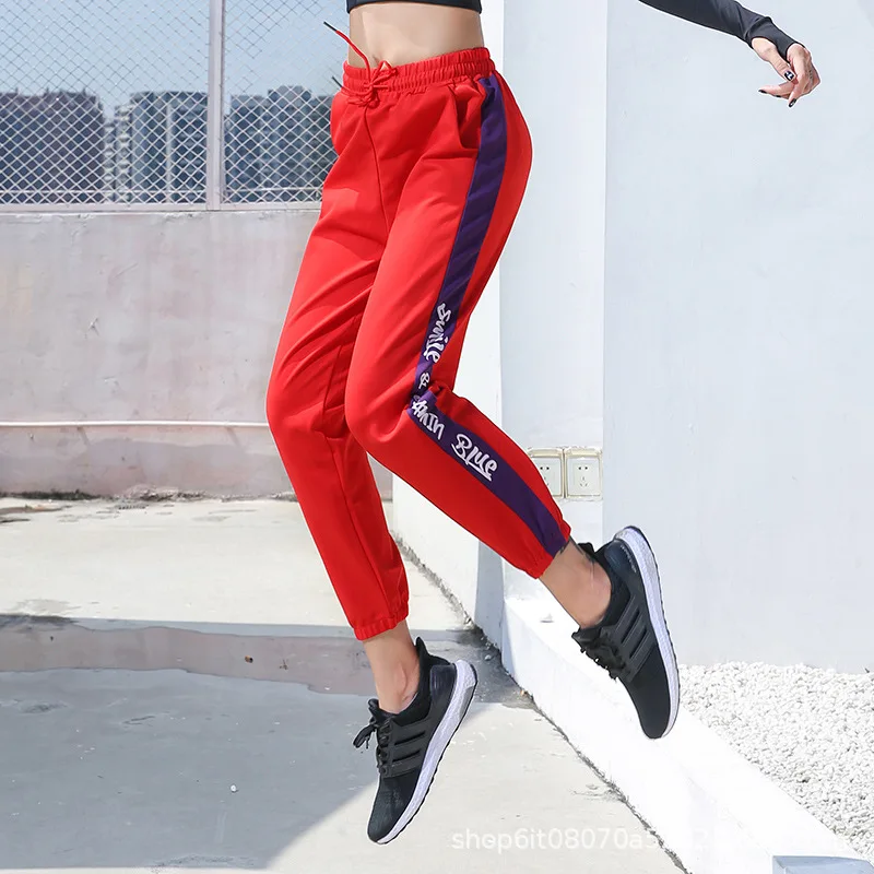 

Amoy Supply of Goods Spring Loose And Plus-sized Yoga Fitness Suit Trousers Striped Letters Vitality Comfortable Breathable Spor