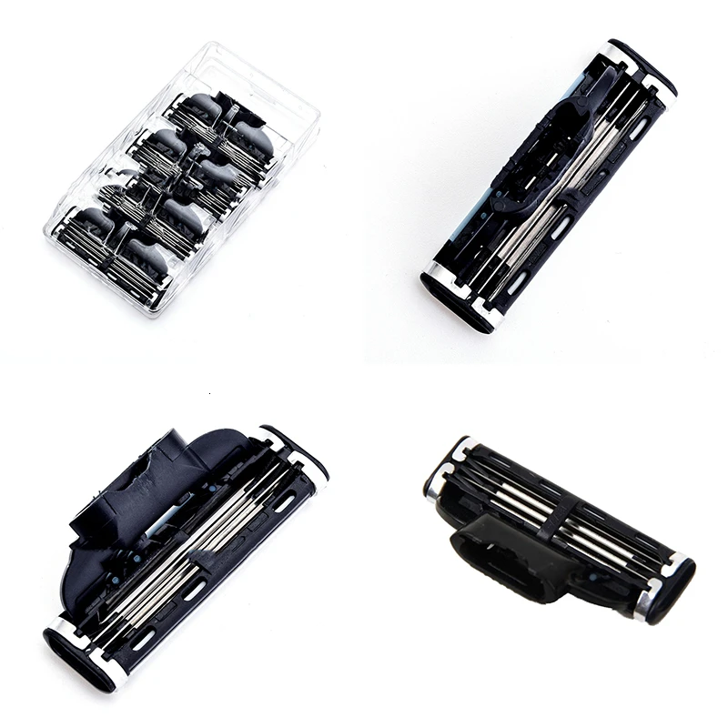 Günstige 4 teile satz Neue Nützliche 3 Schicht Rasierklingen Männer Gile Mach Rasierer Klinge Ersetzen Kopf Schönheit Bart Refills Patrone Rasieren klingen