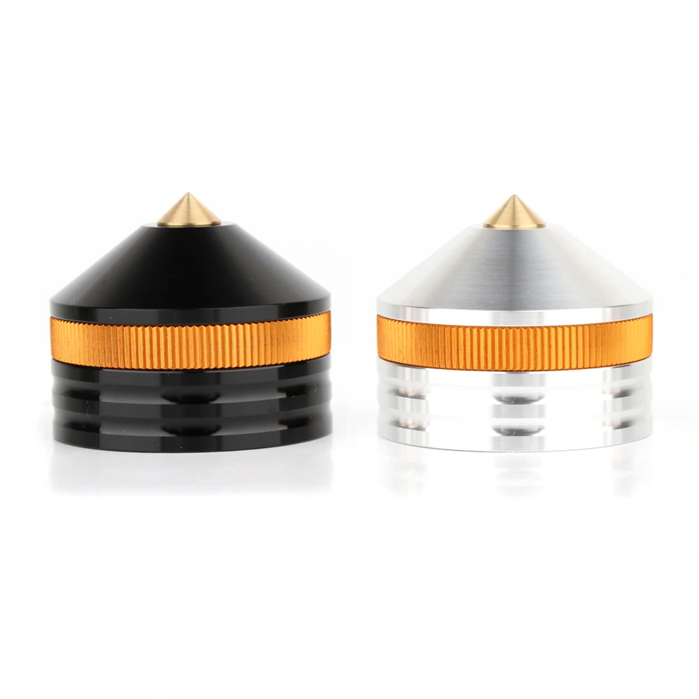 Hifi Silver Aluminum alloy Brass head Speaker Spike Cone Pad Isolation