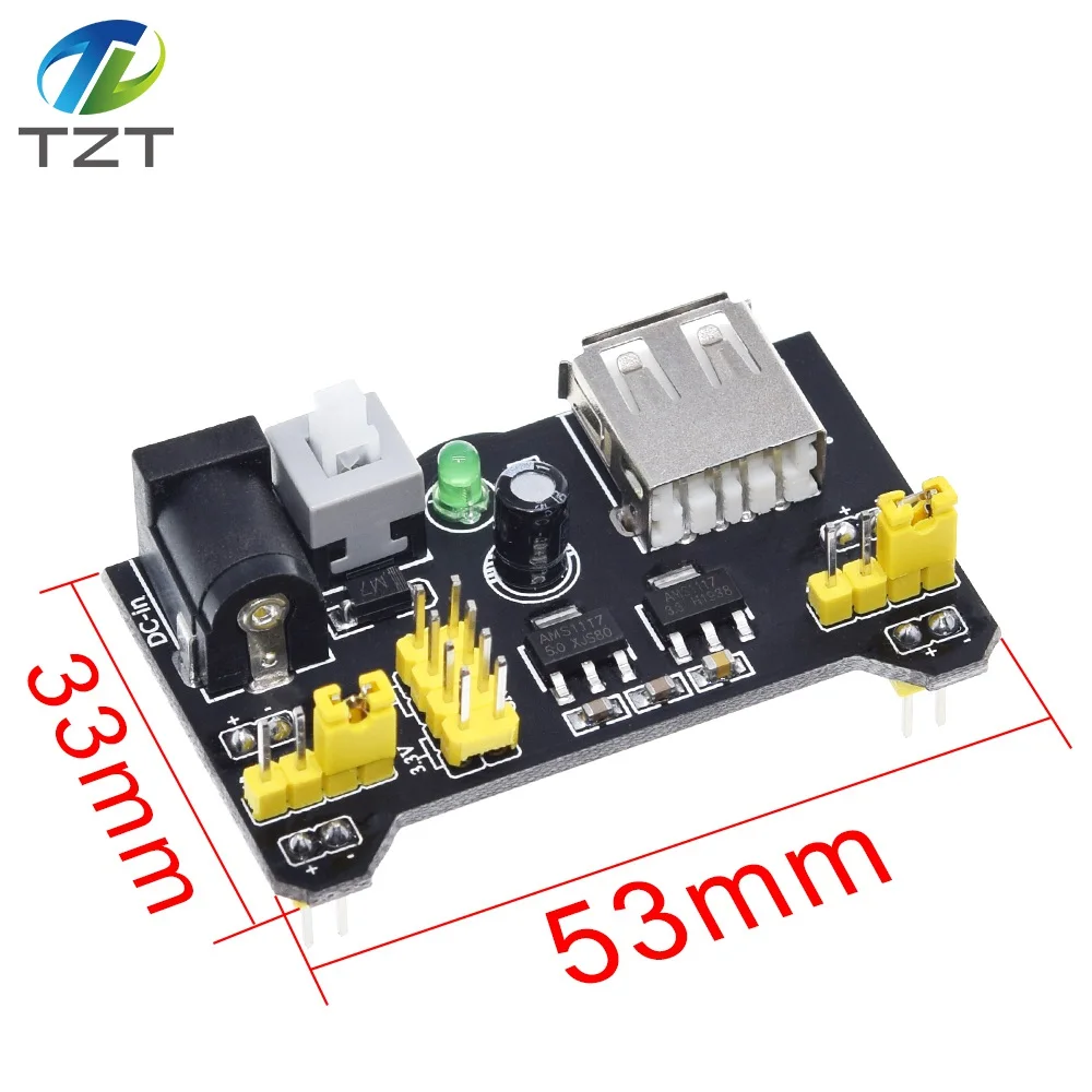 MB102 module black TZT MB102 макетный силовой модуль+ MB-102 830 точек без пайки прототип хлебная плата комплект+ 65 гибких перемычек - Цвет: MB102 module black
