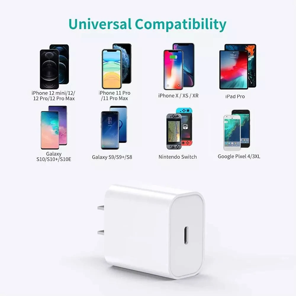 US EU Original 20W For iPhone 13 Charger USB C C2L Adapter Travel PD fast charger QC3.0 for Apple Cable for iPhone 12 Pro Max 11 usb triple socket