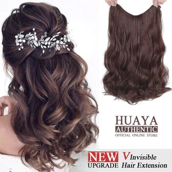 

HUAYA Invisible Hair Clip Hair Extension Pieces High Temperature Fiber Synthetic Long Natural Wavy Hair Piece Women's Wig