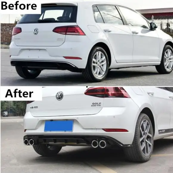 4 Outlet ABS Paint For Car Rear Bumper Lip Splitter Diffuser Cover Vw Volkswagen Golf 7.5 2018 2019 2020 | Автомобили и мотоциклы