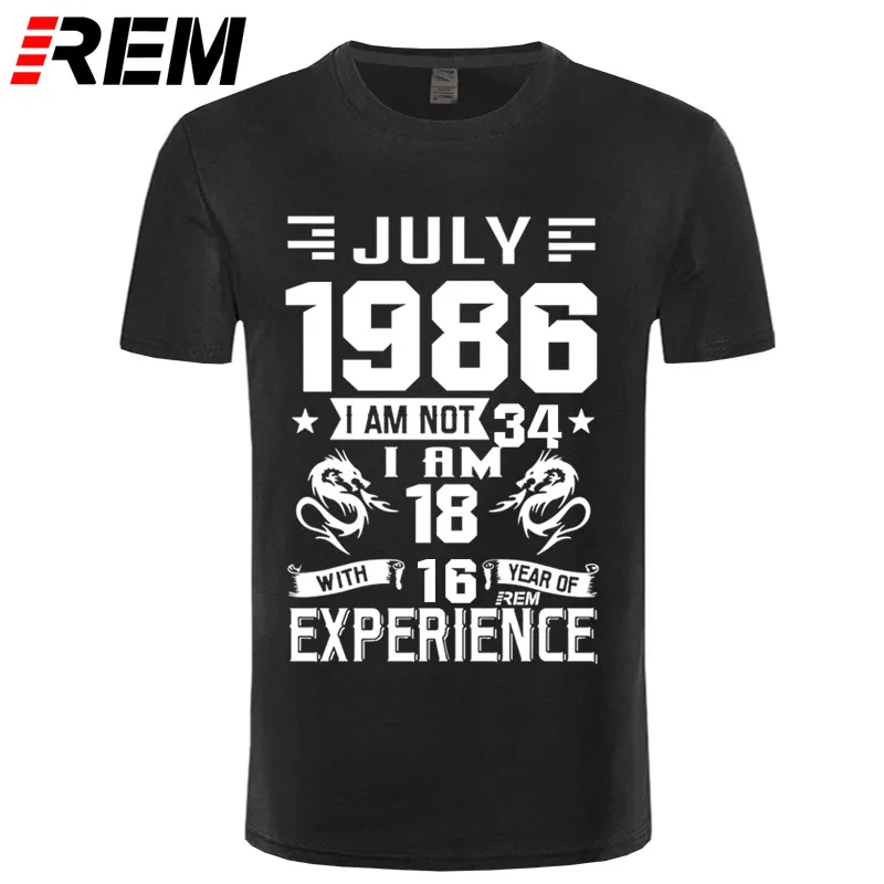black july Августа 1986 лет рубашка с января по февраль Март Апрель Май Июнь Июль декабря Для Мужчин's короткий рукав Футболка с принтом Повседневное Мода - Цвет: black july