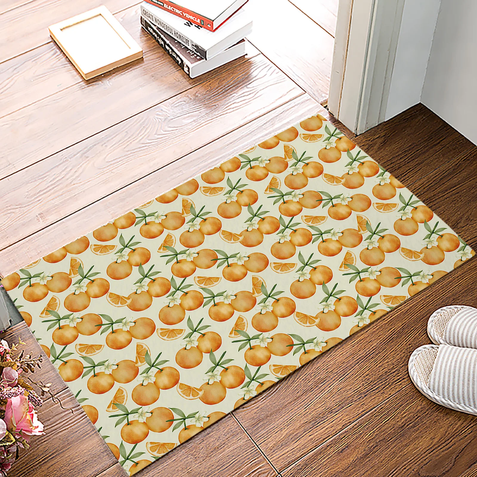 Plant Fruit Orange Floor Mats for Living Rooms Anti slip Carpets