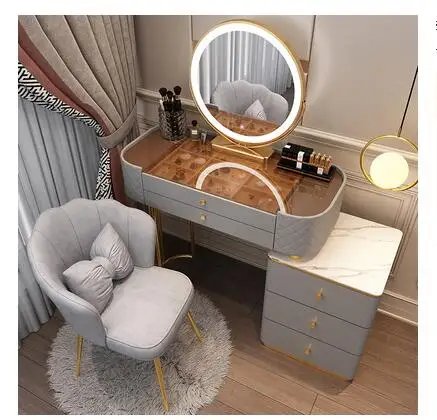 Tocador pequeño para dormitorio principal, mesa de maquillaje, encimera de  cristal, moderna y minimalista - AliExpress