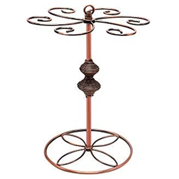 

Scrollwork Bronze Wine Glass Rack, Elegant Freestanding Stemware Holder Stand with 6 Hooks, Gourd-Style