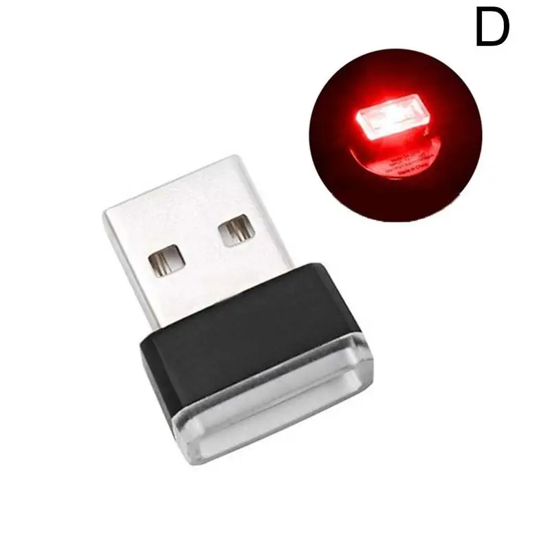 2 шт. светодиодный светильник для автомобиля, авто интерьер, USB атмосферный свет, украшение, аварийная лампа, авто USB светильник, штекер, рассеянный декор, светильник ing W1K0