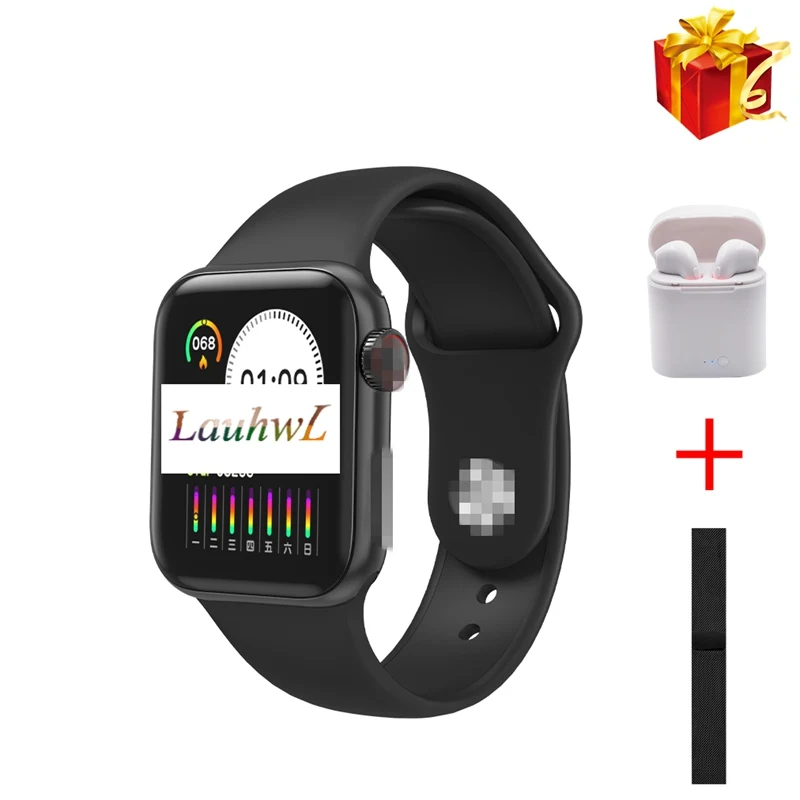 black headset Strap IWO 12 Pro W58 умные часы для мужчин и женщин монитор сердечного ритма напоминание о звонках 1:1 серии 5 для Android Apple PK IWO 11 Lite P70 - Цвет: black headset Strap