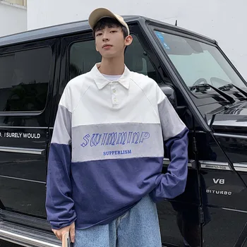 

Men's Long Sleeve T-Shirt 2020 Spring New Lovers Splicing Long Sleeve T-Shirt Youth Personality Fashion Trend Men's Wear