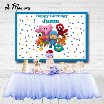 

InMemory Photography Backdrop Cartoon Characters Pocoyo Birthday Party Baby Child Colorful Polka Backgrounds Photo Studio