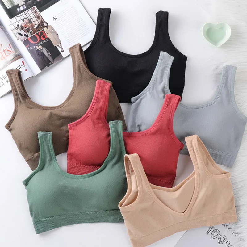 Girl Wireless Solid Color Sports Underwear Women Light Proof Backless Bra Closure Seamless Push Up Underwear Lingerie Brassiere