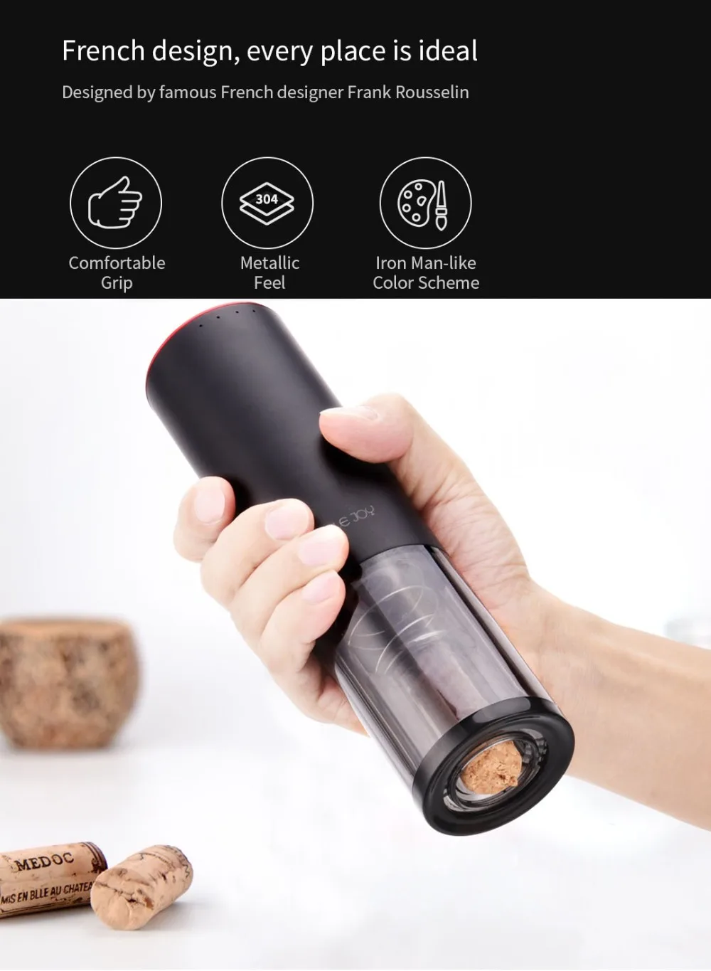 Xiaomi Circle Joy Electric Wine Opener Electric Automatic Bottle Opener USB Charging Bottle Opener Kitchen Opening Tool 2Colors (9)