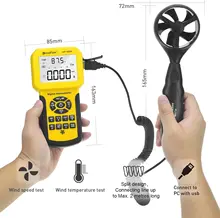 HP-836A Digital Anemometer wind meter Temperature RMP Meter USB Velocity Tester Handheld Tacometro Digital Anemometro 5 in 1 environment meter thermometer hygrometer anemometer wind speed sound level light meter air velocity humidity tester