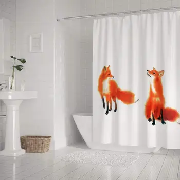 

Watercolor Fox Animals Shower Curtain 72x72 Inch Waterproof Polyester Fabric Bathroom Curtain with Hooks