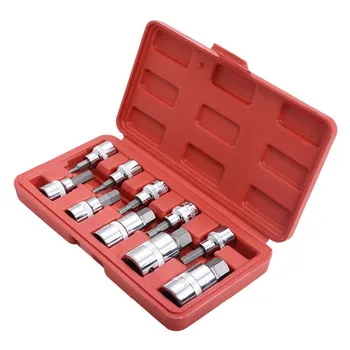 

New Safstar 10Pcs Drop Forged SAE 3/8" & 1/2" Drive Hex Key Allen Head Socket Bit Set