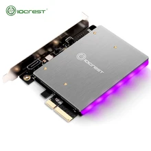 

IOCREST with 5V 12V RGB LED PCIe to M2 NVMe SSD Adapter PCI Express X4 Card B Key and M Key Port RGB Light Black