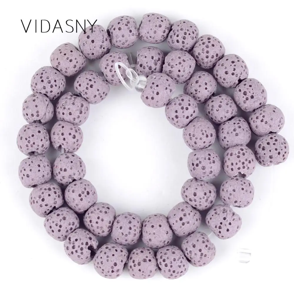 

Natural Round Stone Beads Purple Lava Beads For Jewelry Making 6 8 10 12mm Spacer Beads Diy Bracelet Necklace Accessories 15''