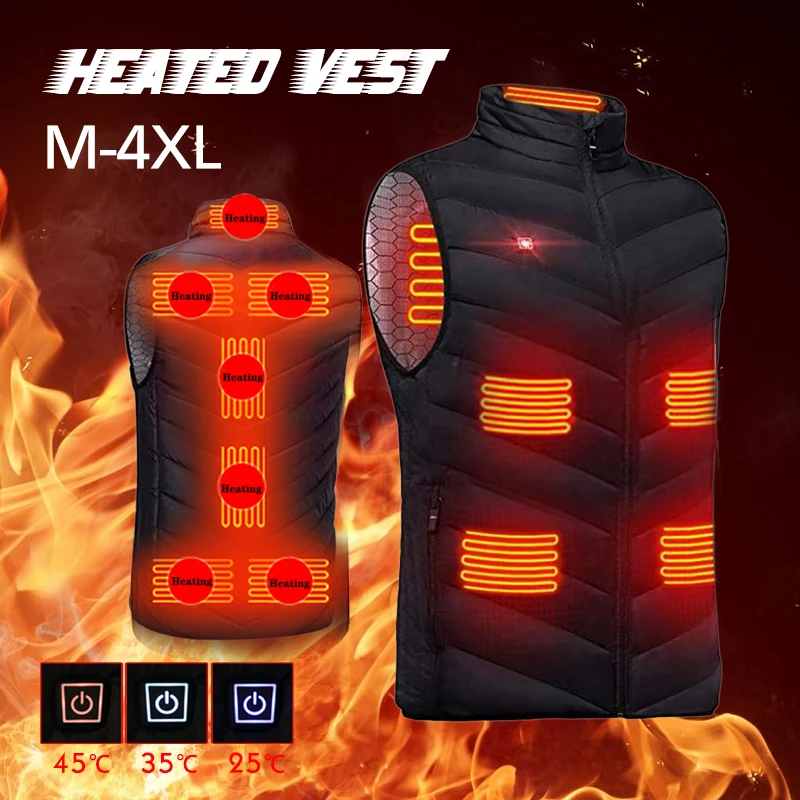

M-4XL 11Heated Zones Heating Vest Washable Usb Charging Heating Warm Vests Control Temperature S-4XL In Stocк ђѬка с подогѬевом