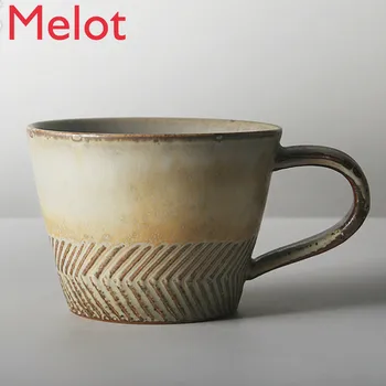 

Japanese Ceramic Pottery Mug Handmade Vintage Plain Retro Coffee Mug Latte Espresso Vaso Cafe Hot Chocolate Ceramic Mugs