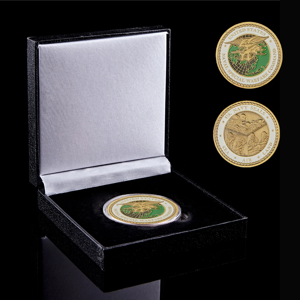 

United States Naval Special Forces Value Bronze Military Challenge Coin W/ Protection Box Display