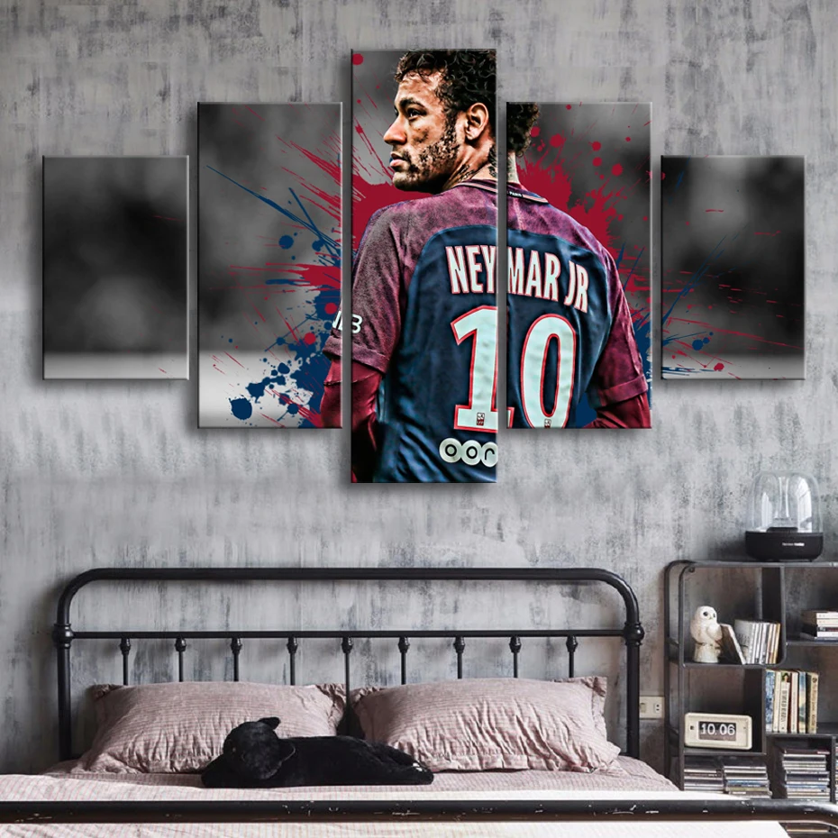 

Famous Soccer Stars Sports Wall Posters Football Canvas Paintings 5 Pieces Art Prints Pictures Boys Bedroom Decoration