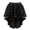 Women Gothic Floral Lace Ruffled Skirt Asymmetrical High Low Skirt Steampunk Pirate Skirts Halloween Costumes Plus Size 1