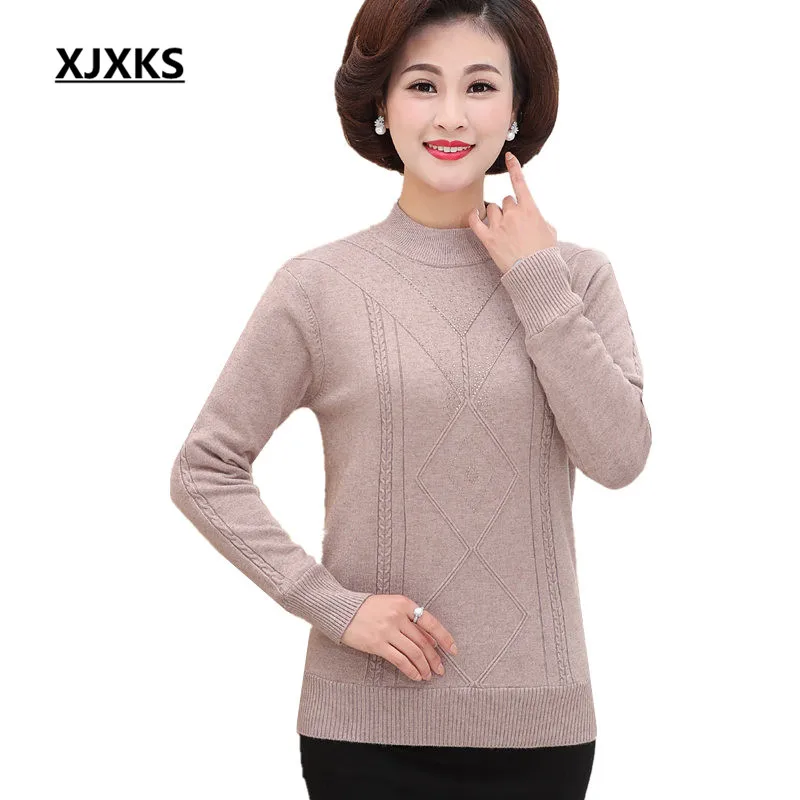 

XJXKS Solid color all-match women turtleneck sweater 2019 winter new thick warm high quality wool women sweater pullover