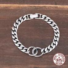 Браслет из стерлингового серебра 925 пробы, пара, простой дизайн, ретро-мода индивидуальный стиль, стильные украшения, подарки для влюбленных, хит