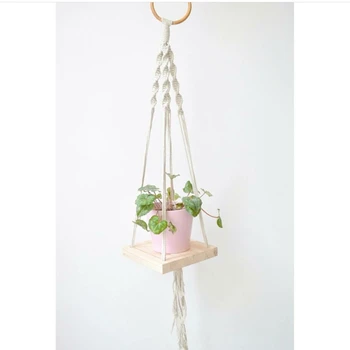 

Nordic style handmade Bohemia style hanging basket hanging table balcony flower shop coffee shop storage rack