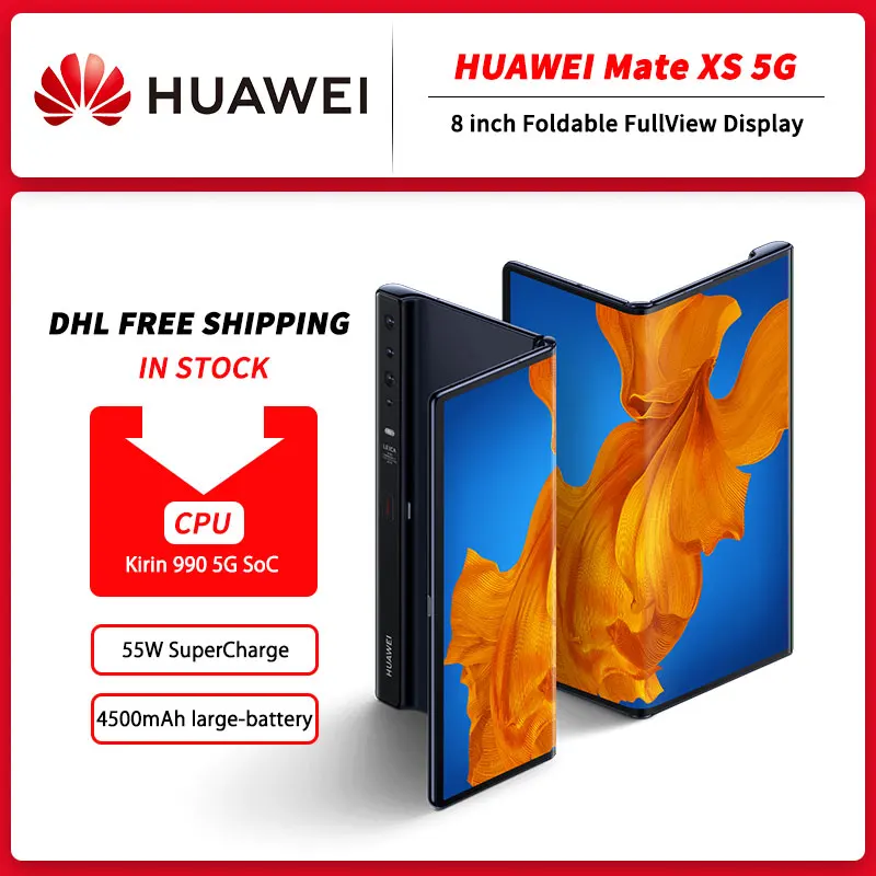 HUAWEI Mate XS 8-дюймовый складной дисплей FullView Kirin 990 5G дюйма 8 ГБ 512 две Sim-карты 55 Вт