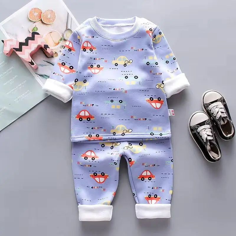 Sleepwear & Robes comfortable Winter Children Warm Underwear Suits Sleepwear Kids Clothes Tees Pants 2-Pcs Set Thickened Cartoon Girl Boy Pajamas Plush Pyjama nightgowns elegant