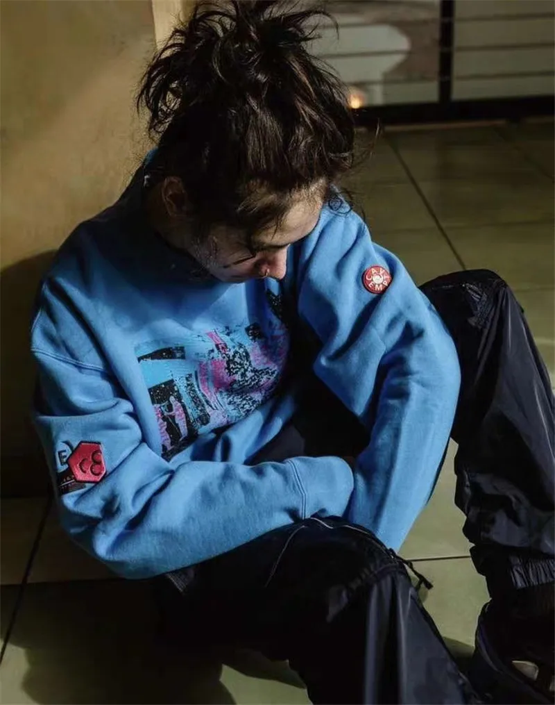 Синий Cav Empt толстовка с круглым вырезом для мужчин и женщин 1:1 высокого качества CAVEMPT C. E19AW толстовка с капюшоном