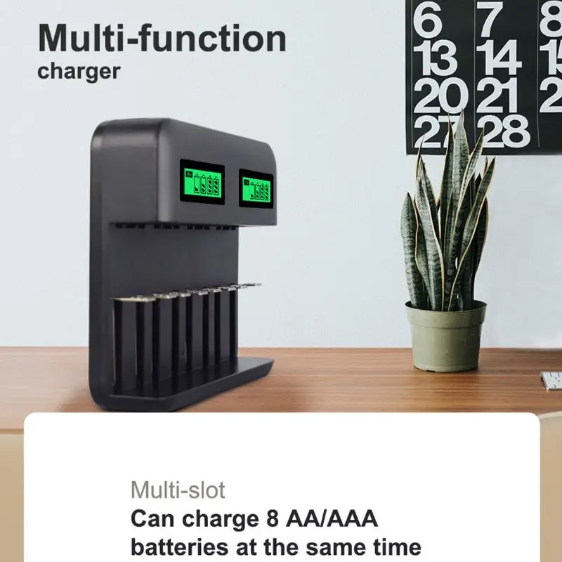 8 слотов Интеллектуальный ЖК-дисплей USB зарядное устройство для AA AAA C D Размер батареи A5YA