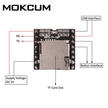Mini Module de lecteur MP3 DF, carte de décodeur Audio et vocal pour Arduino UNO R3 prenant en charge la carte TF u disk IO/Port série/contrôle AD 3 pièces