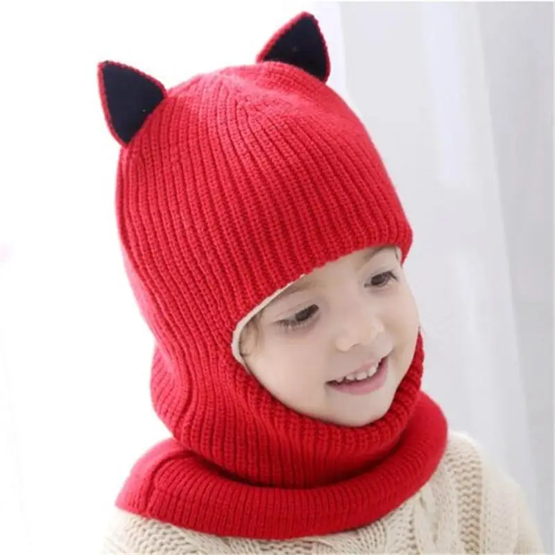 Baby Hat Scarf Knitted Plush Winter Warm Suit Boys And Girls Winter Child Hat Scarf