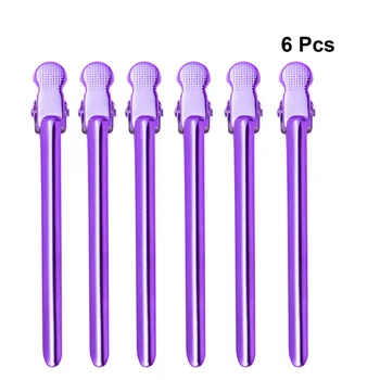 

6pcs Portable Hairdressing Clips Metal Crocodile Hairpin Hair Salon Hair Coloring Positioning Partition Clip Set (Purple)