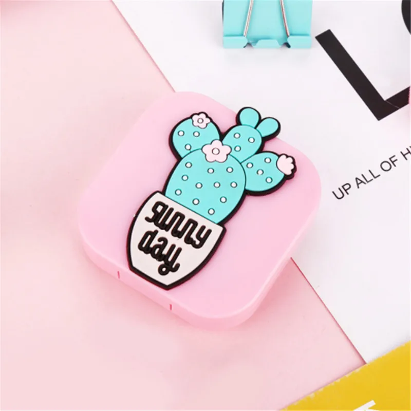 1 Pc Cute Cartoon Girl Heart Contact Lens Box St tudent Soft Younger Sister Glasses Box Beautiful Pupil Box Nursing - Цвет: 1
