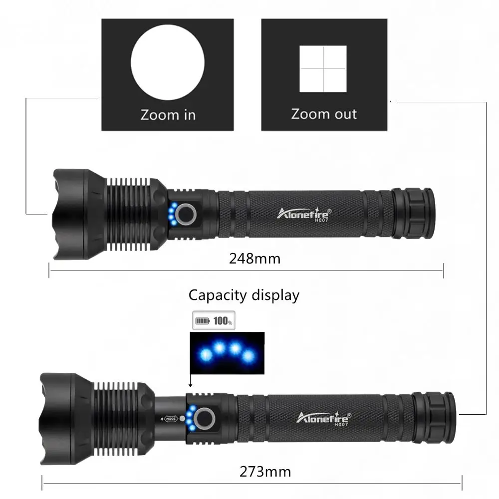 AloneFire H007 50000 люмен лампа xhp70.2 самый мощный фонарик usb Zoom СВЕТОДИОДНЫЙ Фонарь xhp70 Лучший Кемпинг Открытый тактический охотничий