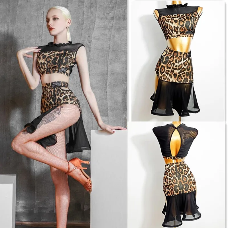 

latin dress Latin practice dance leopard latin dress skirt cha cha samba dress size bachata dress red leotard 504