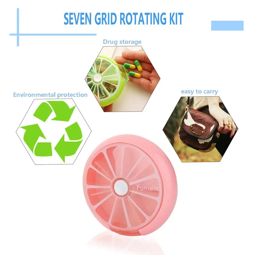 Портативная круглая форма маленькая коробка для лекарств таблеток Портативный 7