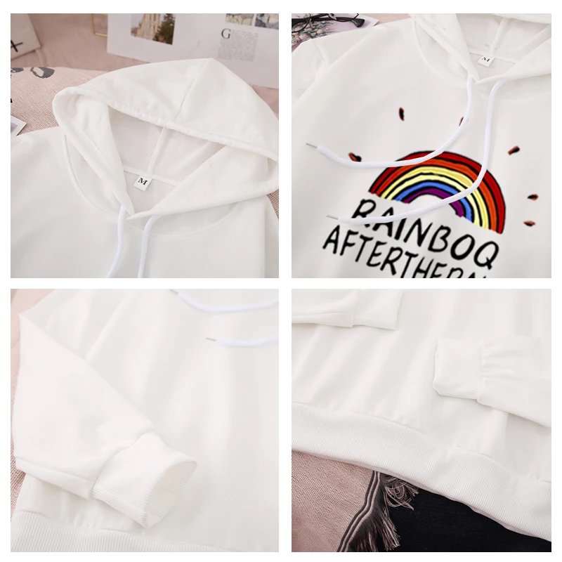 Shellsuning радужные худи для женщин Ins Kawaii С буквенным принтом уличная Harajuku негабаритная однотонная Толстовка пастельные Топы