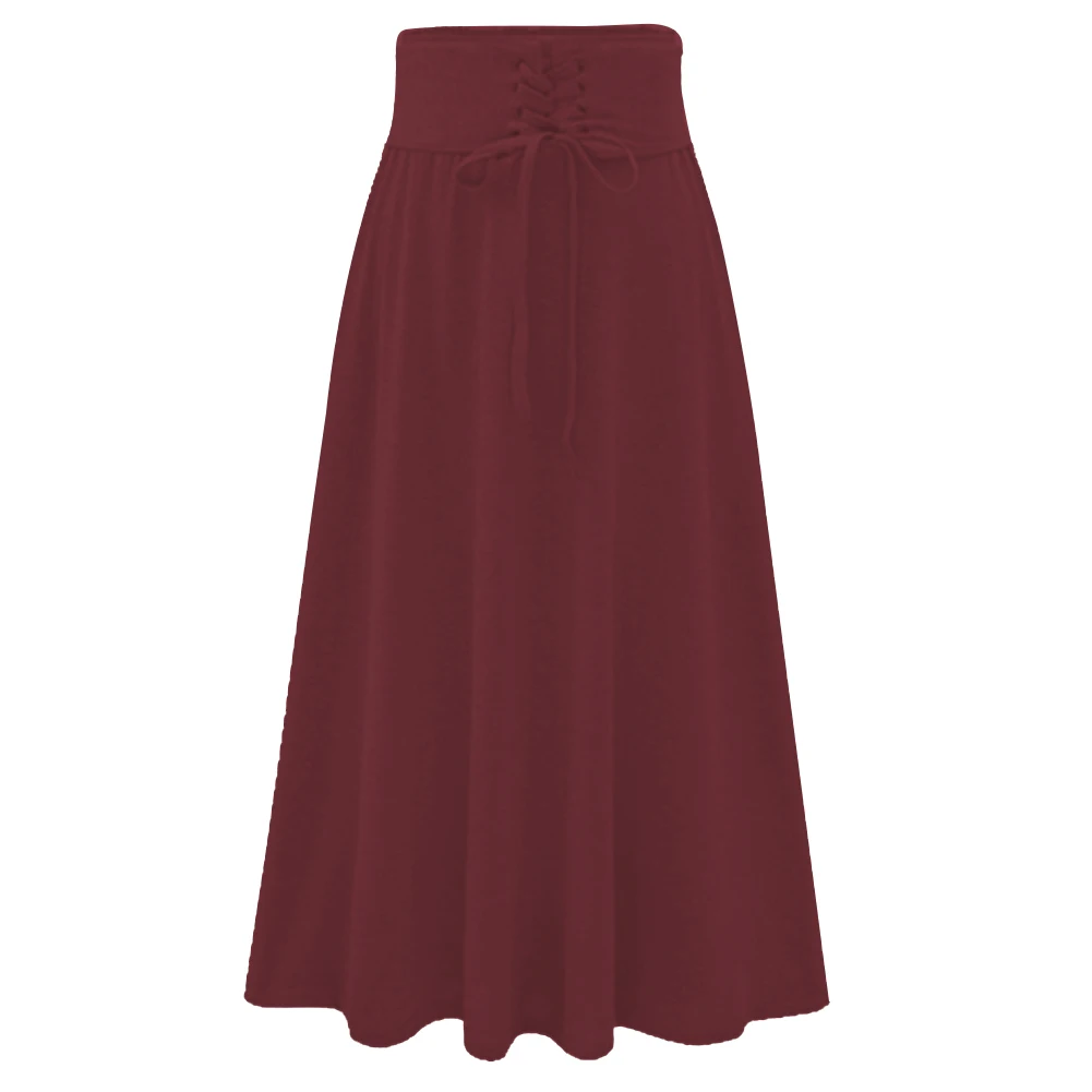 Горячая мода Женская высокая талия однотонная плиссированная длина эластичная юбка Акции Леди Черный Красный вечерние повседневные юбки