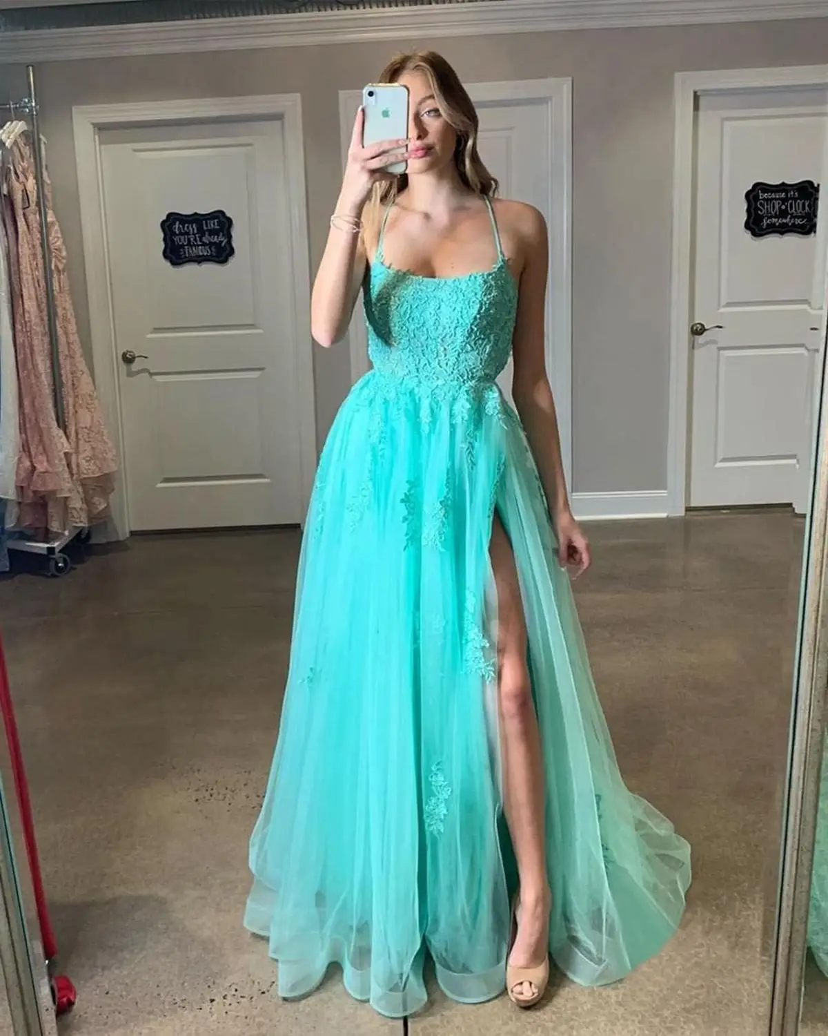 HONGFUYU A-Line тюль платья для выпускного вечера vestidos de fiesta largos elegantes de gala вечернее платье с кружевной аппликацией платья длинный корсет сзади - Цвет: Same as Picture