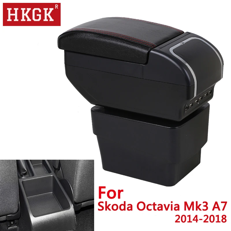 Двухслойный ящик для хранения Skoda Octavia Mk3 A7 2014 2018 поворотный Большой подлокотник с
