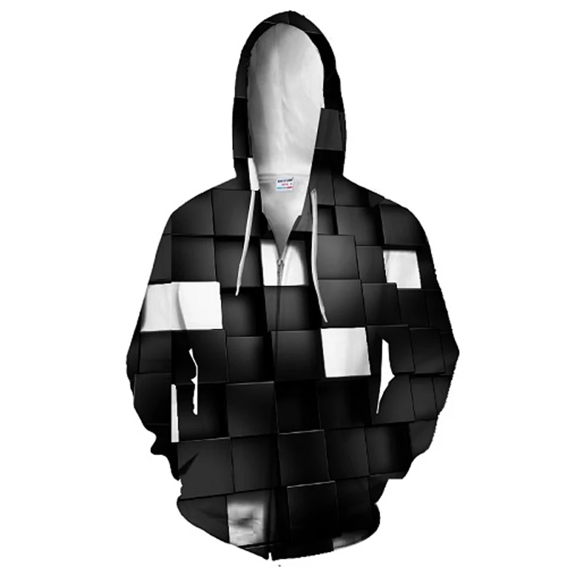 LMLLS-208 Мужская толстовка с капюшоном и 3D квадратным принтом, бархатная толстовка с капюшоном на молнии, пальто, женские свитшоты, уличная одежда в стиле хип-хоп, топы, зимняя куртка, новинка - Цвет: LMLLS-208
