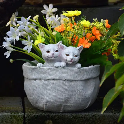 

Pastoral Cloth Bag Cat Bird Succulent Flowerpot Resin Adornments Landscape Park Furnishing Crafts Garden Lawn Figurines Decor